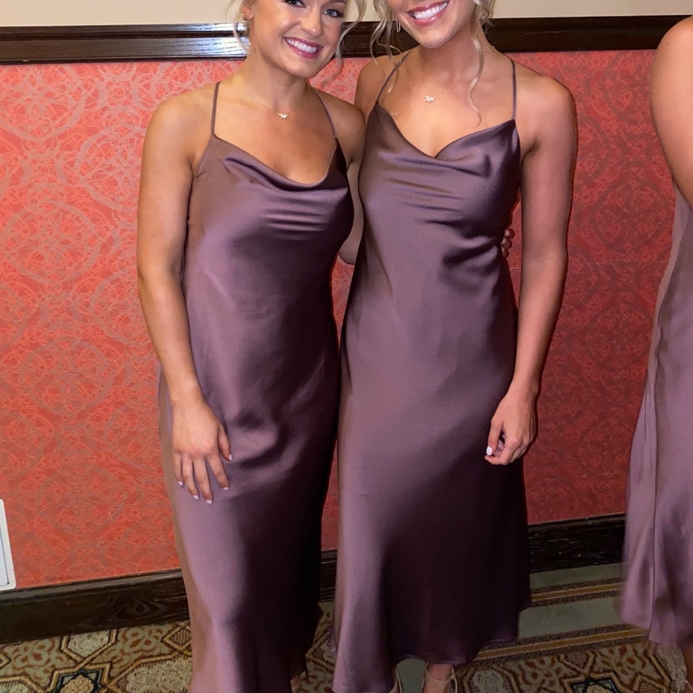Verona Cowl Dress ~ Dusty Plum Luxe Satin. Show me your mumu